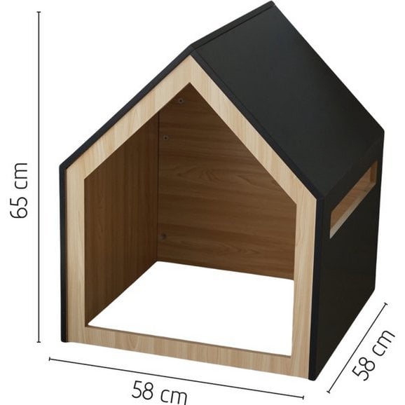 Studio Animaux maison pour animaux en bois noir 58 x 58 x 65 cm
