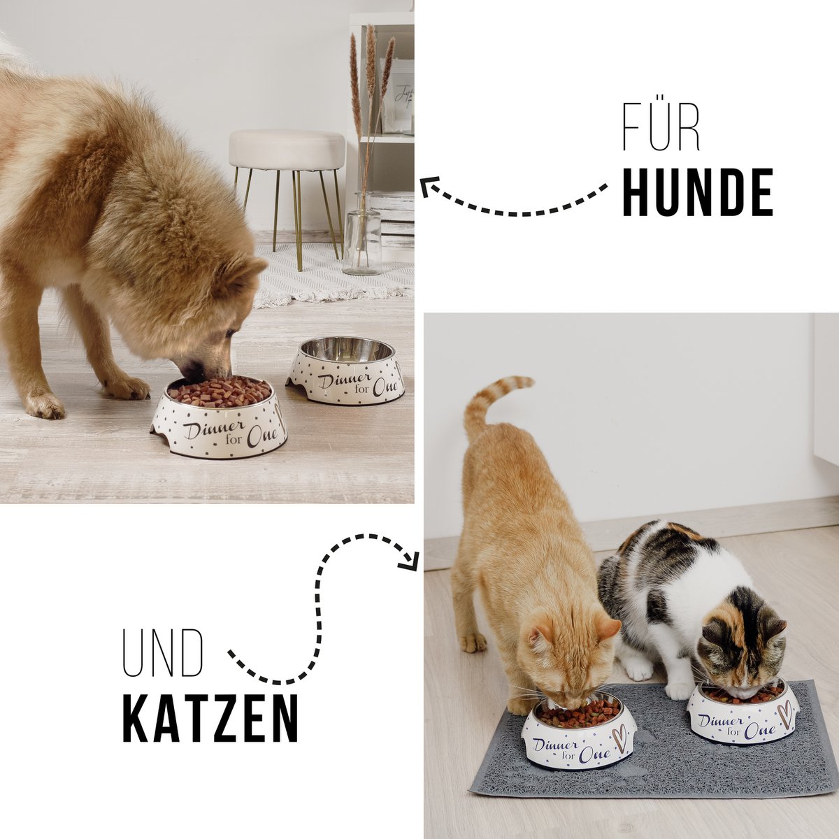 ne&no® Futternapf 2er Set für große Hunde [Einzigartiges Design von NE&NO] – Dinner for one Design