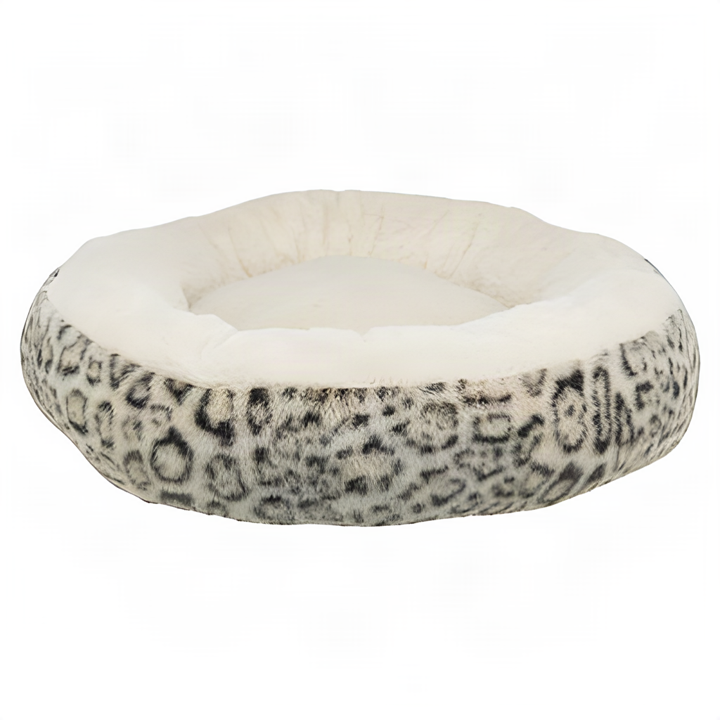 Trixie Hundekorb Leo Weich Rund Plüsch Creme / Panther Print 50 Cm