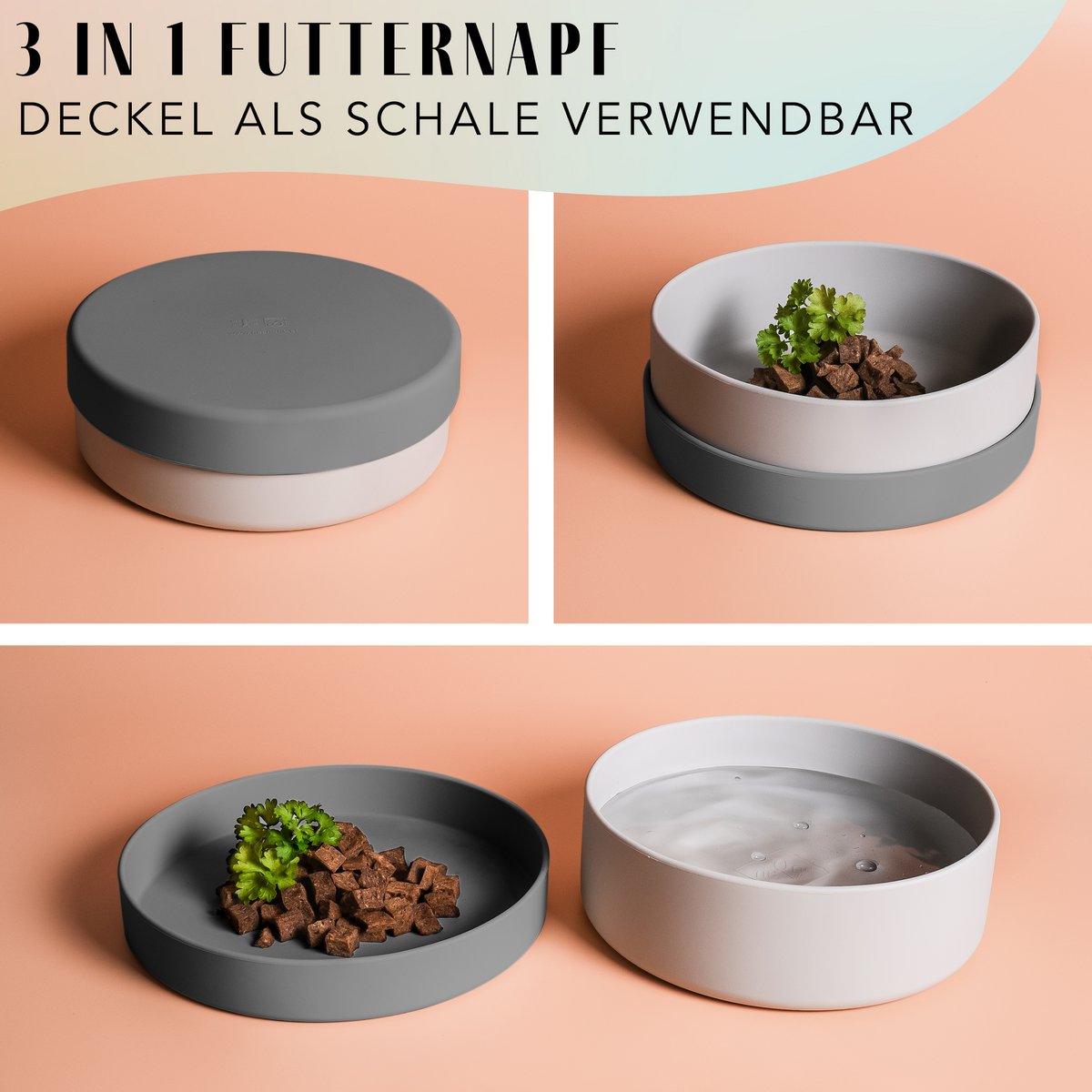 ne&no® siliconen voerbak met deksel - 3 in 1 voor honden en katten