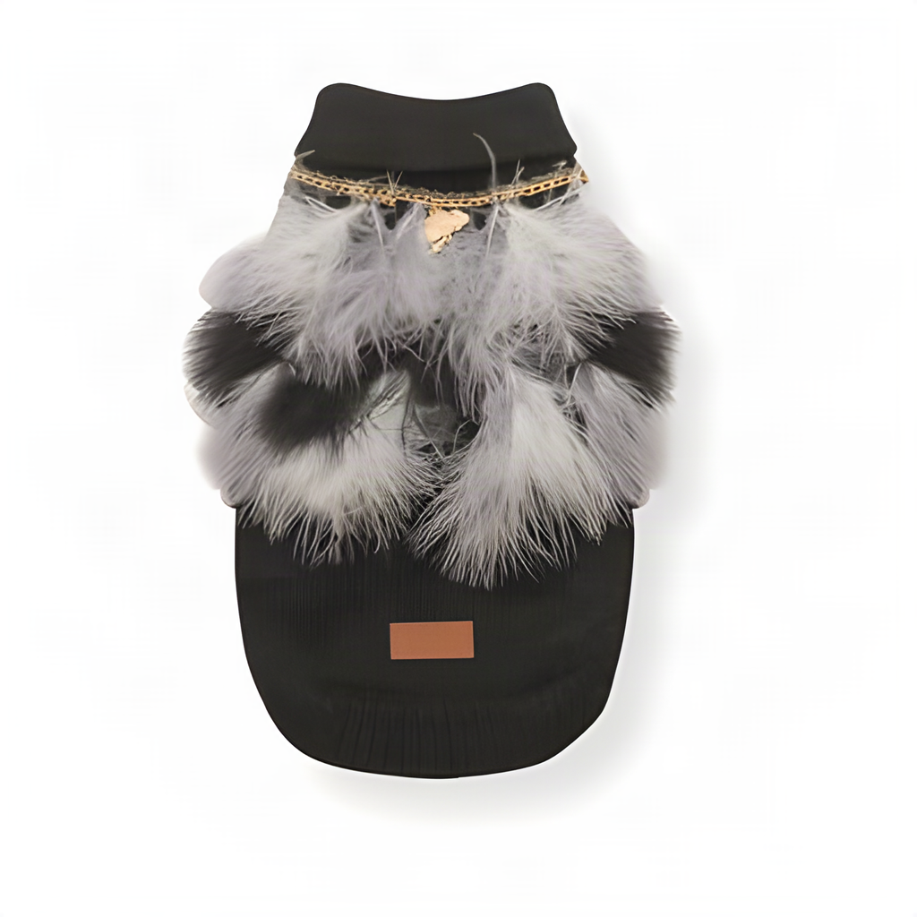 Croci Dog Jumper with Feathers and Lead Opening – Black/White