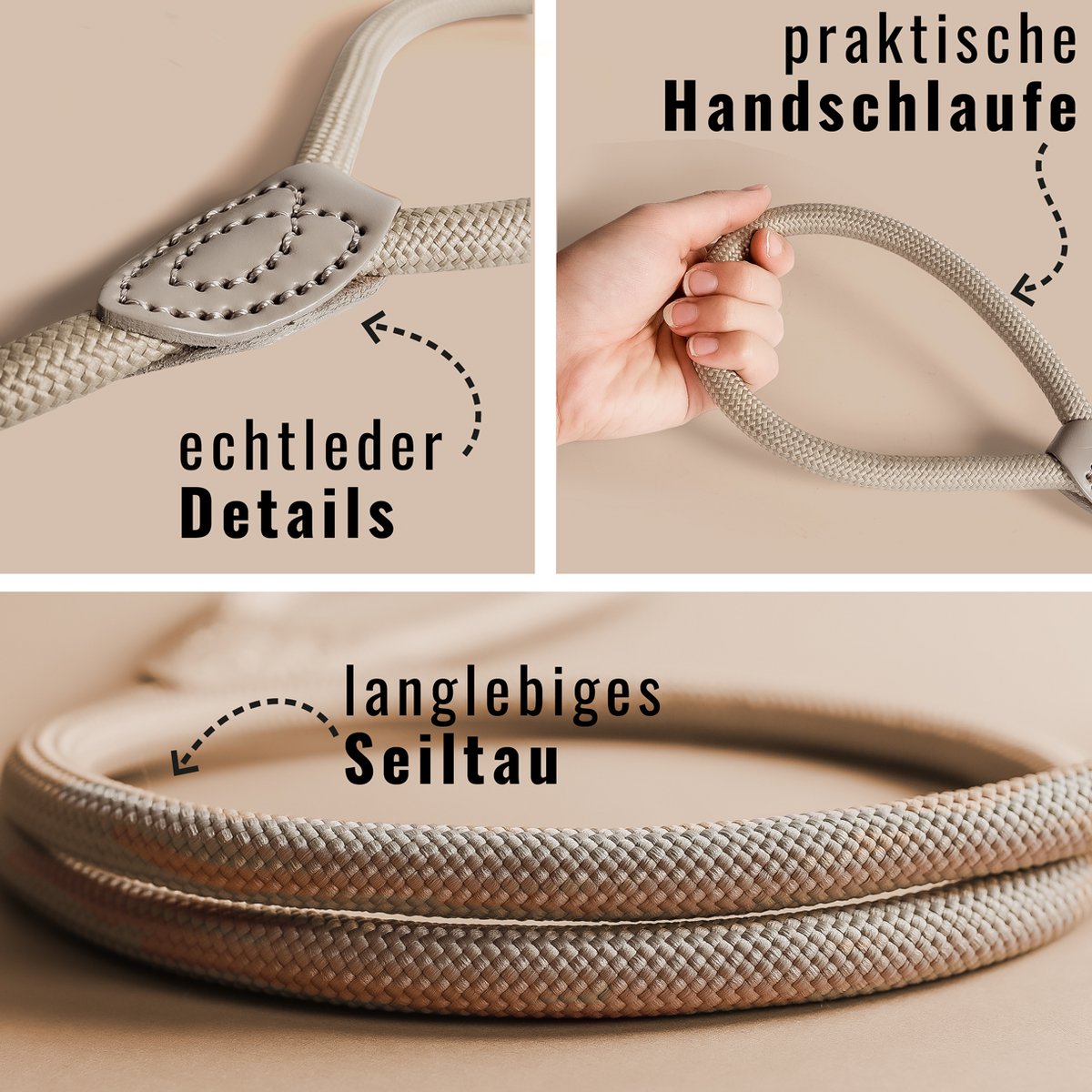 ne&no® Retrieverleine - Tauleine mit integriertem Halsband