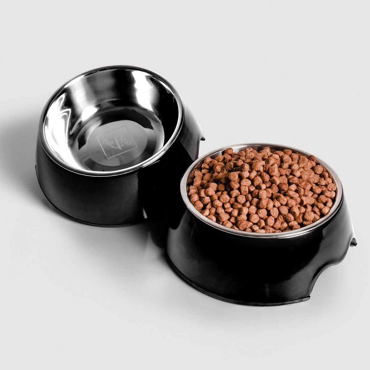 ne&no® Futternapf - 2er Set - für Hunde und Katzen - Schwarz [Gr. S / M / L]