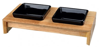 Trixie Fütterungsset Keramik Mit Holzsockel Schwarz