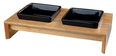 Trixie Fütterungsset Keramik Mit Holzsockel Schwarz