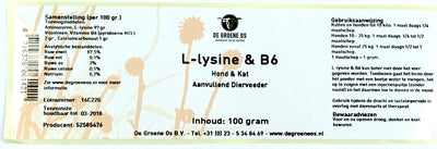 De Groene Os L-Lysin / B6 Hund / Katze 100 Gr
