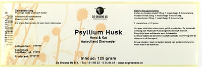 De Groene Os Psyllium Husk Hund/Katze 125 Gr