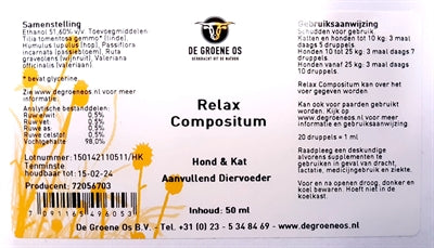 De Groene Os Relax Compositum Hund/Katze 50 Ml