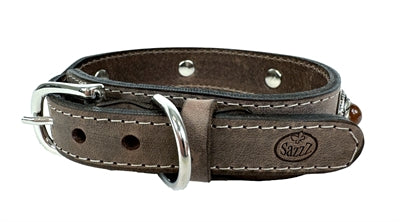 Sazzz Zzzsazzz Halsband Hund Boho Schatz Stein Vintage Leder Braun 42-50X3.5 Cm