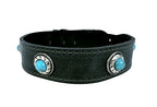 Sazzz Zzzsazzz Halsband Hund Boho Schatz Stein Vintage Leder Anthrazit 42-50X3.5 Cm