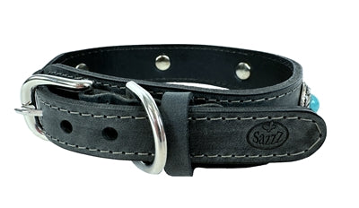 Sazzz Zzzsazzz Halsband Hund Boho Schatz Stein Vintage Leder Anthrazit 42-50X3.5 Cm