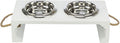 Trixie Be Nordic Set Fressnapf/Wassernapf Holz/Edelstahl Weiss