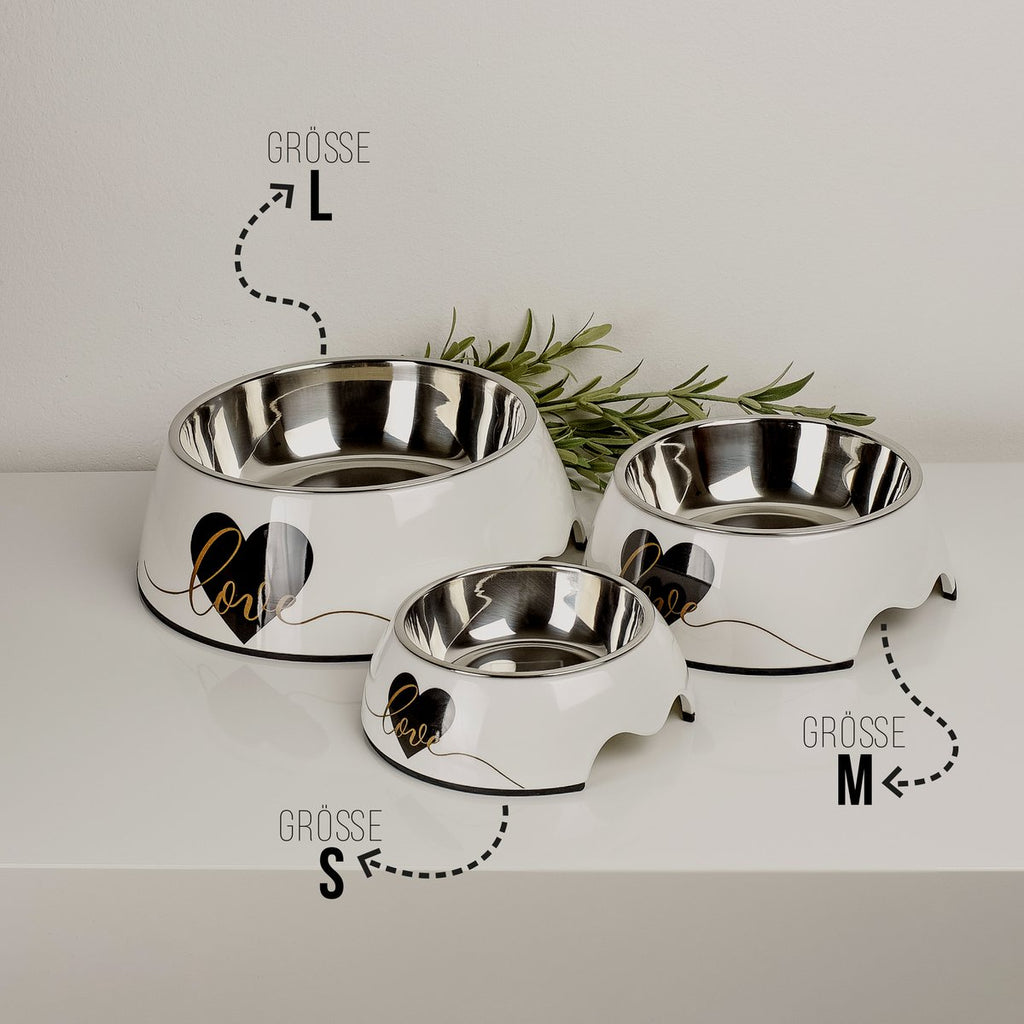 ne&no Feeding Bowl Set of 2 for Large Dogs [Unique Design by NE&NO], 'Love' Design