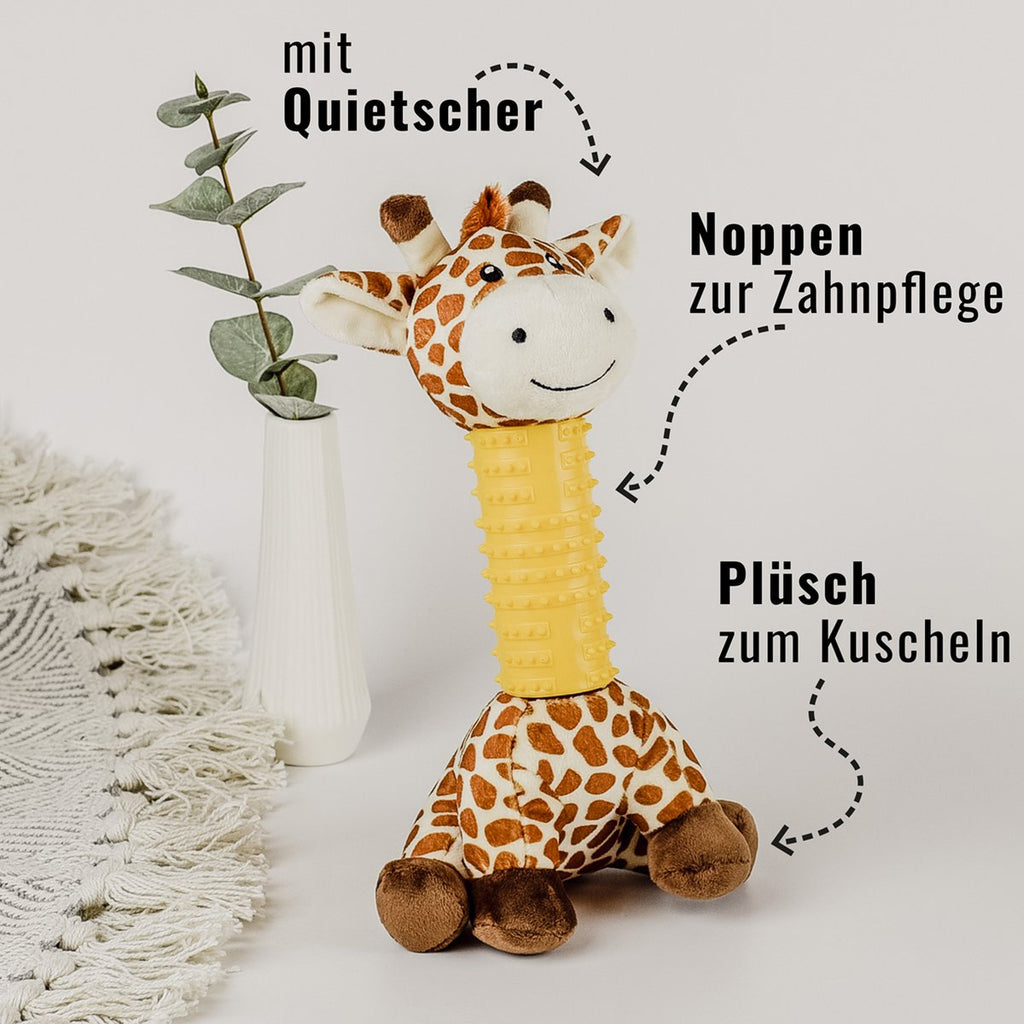 ne&no® hondenspeelgoed giraf, knuffel + kauwspeelgoed + piepertje