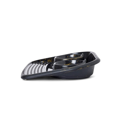 Savic Butler Futter- Und Trinkschale Mit Tablett Marmor Schwarz/Gold 45X36X8 Cm 2X300 Ml