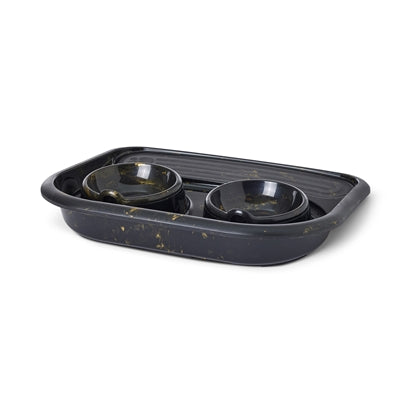 Savic Butler Futter- Und Trinkschale Mit Tablett Marmor Schwarz/Gold 45X36X8 Cm 2X300 Ml