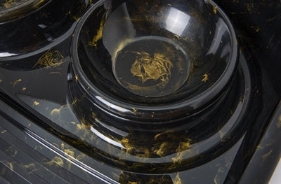 Savic Butler Futter- Und Trinkschale Mit Tablett Marmor Schwarz/Gold 45X36X8 Cm 2X300 Ml