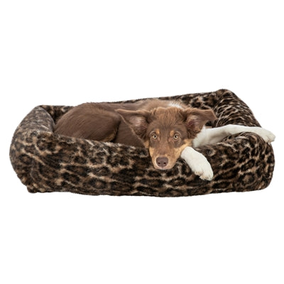 Trixie Hundekorb Leo Eckig Panther Print Braun