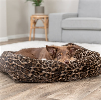 Trixie Hundekorb Leo Eckig Panther Print Braun