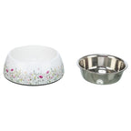 Trixie Fress-/Trinknapf Floral Edelstahl Weiss / Mehrfarbig