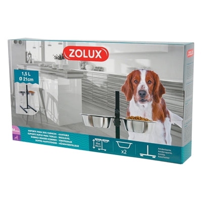 Zolux Futterständer Mit Futter- Und Wasserbecken, Verstellbar, Edelstahl