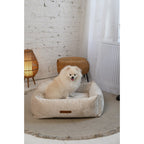 Pawearea Luxury Dog Bed SAPPHIRE – Sculptural Marble-Effect Velvet, Orthopaedic Support, Handmade in Europe
