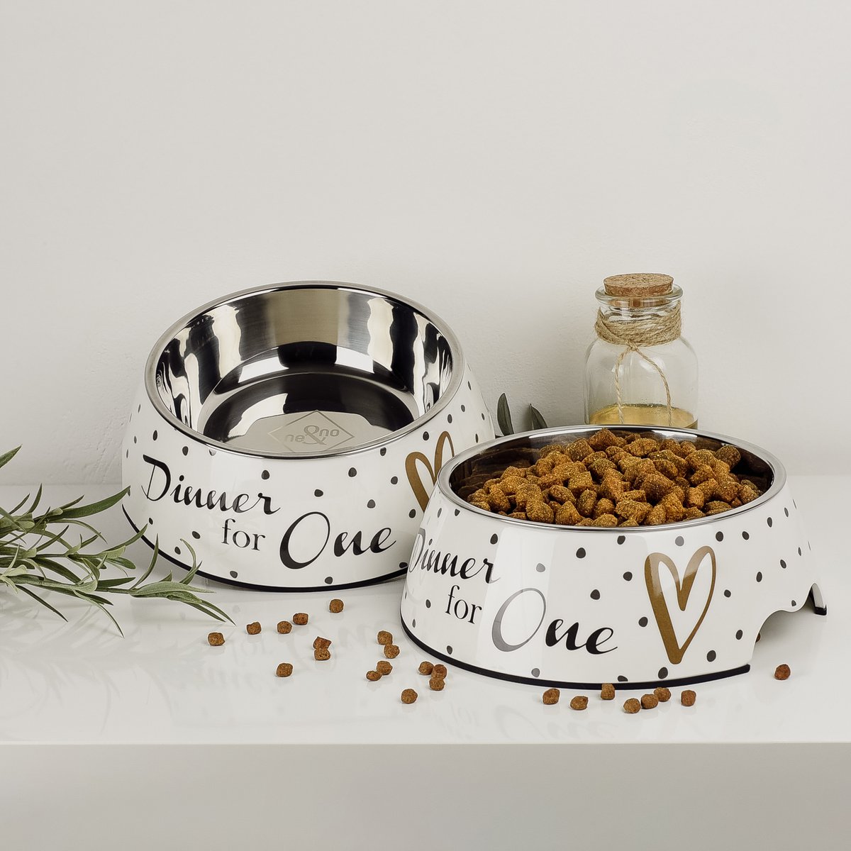 ne&no® Futternapf 2er Set für große Hunde [Einzigartiges Design von NE&NO] – Dinner for one Design