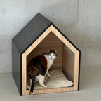 Studio Animaux maison pour chat et niche pour chien en bois et coton noir 58 x 58 x 65 cm
