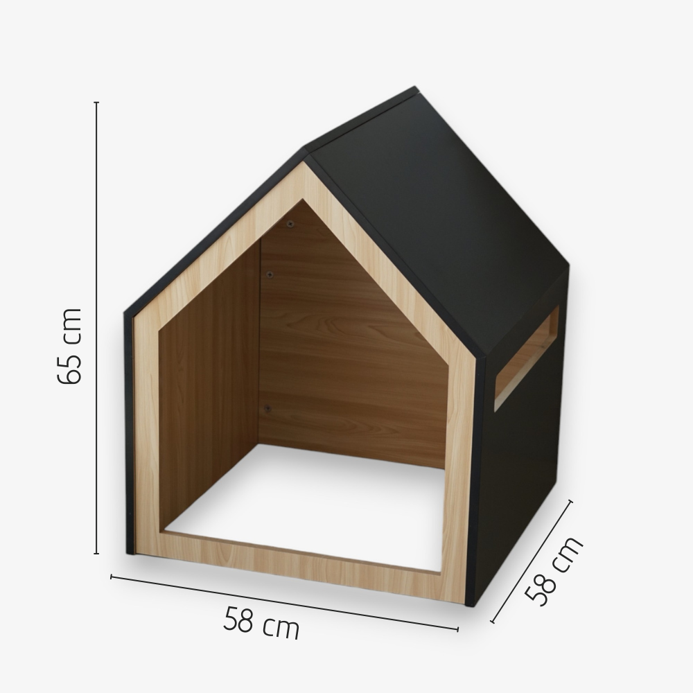 Studio Animaux maison pour chat et niche pour chien en bois et coton noir 58 x 58 x 65 cm