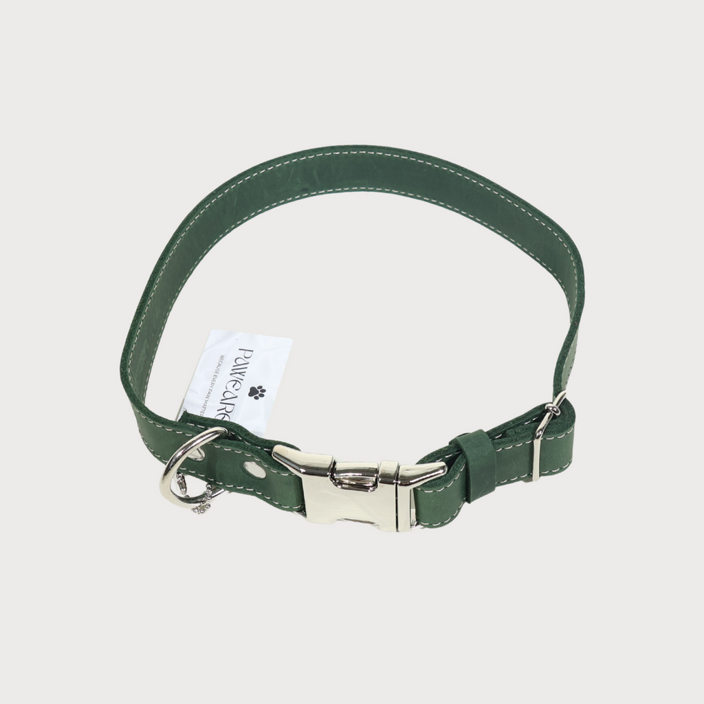 Pawearea Hundehalsband aus Leder – Echtes Vollnarbenleder, handgefertigt in Europa, 5 Farben, verstellbar