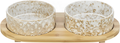 Trixie Set Futternapf / Wassernapf Keramik / Bambus Weiss / Natur
