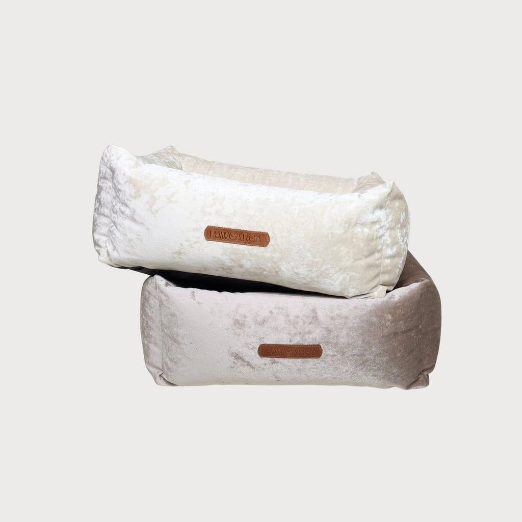 Pawearea Luxury Dog Bed SAPPHIRE – Sculptural Marble-Effect Velvet, Orthopaedic Support, Handmade in Europe