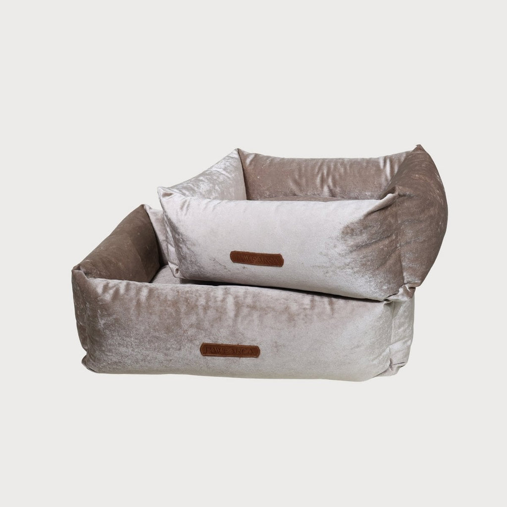 Pawearea Luxury Dog Bed SAPPHIRE – Sculptural Marble-Effect Velvet, Orthopaedic Support, Handmade in Europe