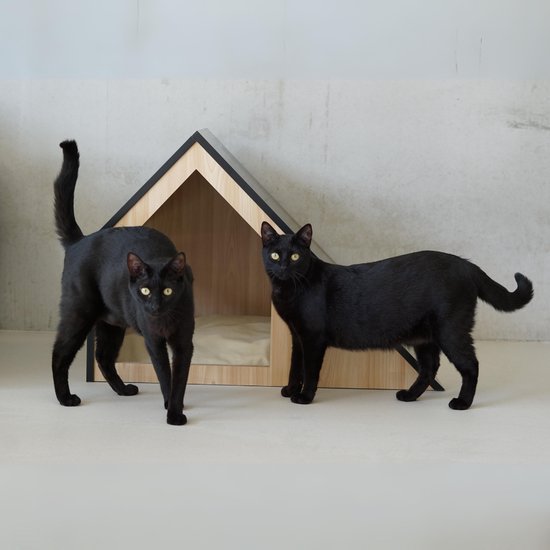Studio Animaux kattenhuis hout zwart 75 x 50 x 53 cm