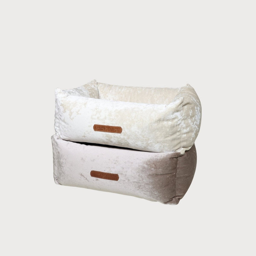 Pawearea Luxury Dog Bed SAPPHIRE – Sculptural Marble-Effect Velvet, Orthopaedic Support, Handmade in Europe