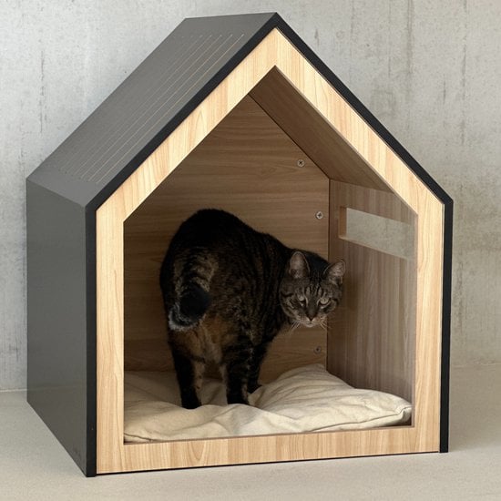 Studio Animaux maison pour animaux en bois noir 58 x 58 x 65 cm