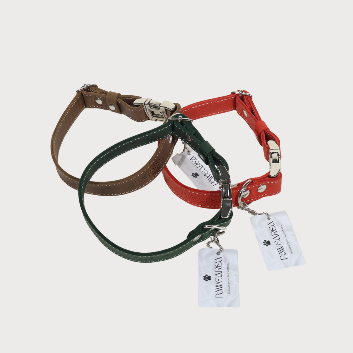 Pawearea Hundehalsband aus Leder – Echtes Vollnarbenleder, handgefertigt in Europa, 5 Farben, verstellbar
