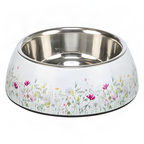 Trixie Fress-/Trinknapf Floral Edelstahl Weiss / Mehrfarbig