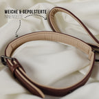 ne&no® set halsband en lijn – veganistisch leer, voor kleine & grote honden bruin + beige