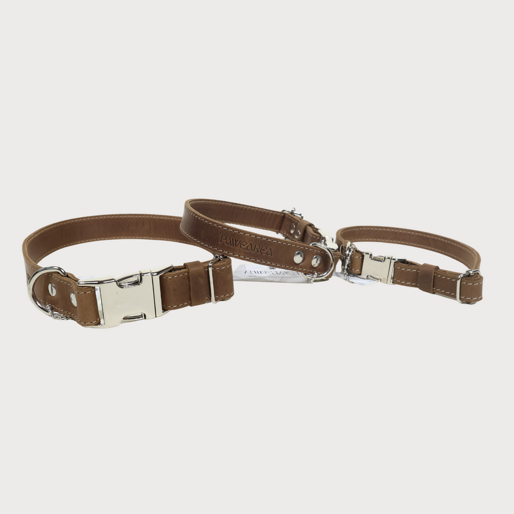 Pawearea Hundehalsband aus Leder – Echtes Vollnarbenleder, handgefertigt in Europa, 5 Farben, verstellbar