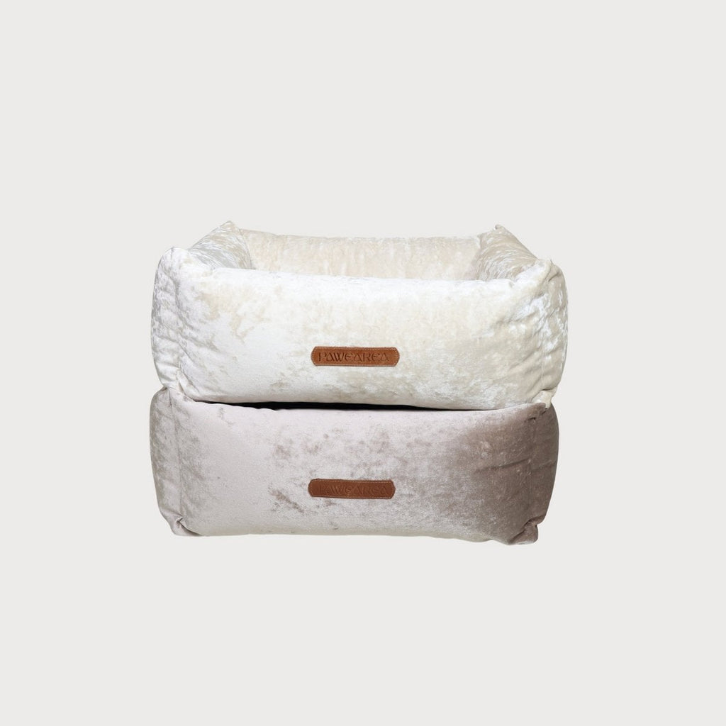 Pawearea Luxury Dog Bed SAPPHIRE – Sculptural Marble-Effect Velvet, Orthopaedic Support, Handmade in Europe