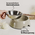 ne&no® voerbak - set van 2 - voor honden en katten - taupe [mt. S / M / L]