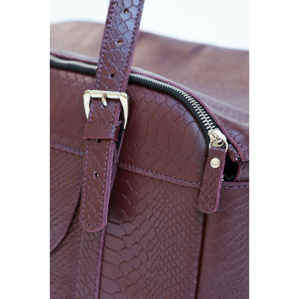 Pawearea Dog Carrier Bag, Embossed Python Leather, Bordeaux | PAWEAREA