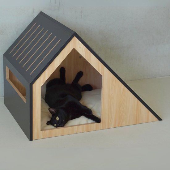 Studio Animaux Katzenhaus | Holz | schwarz | 75 x 50 x 53 cm