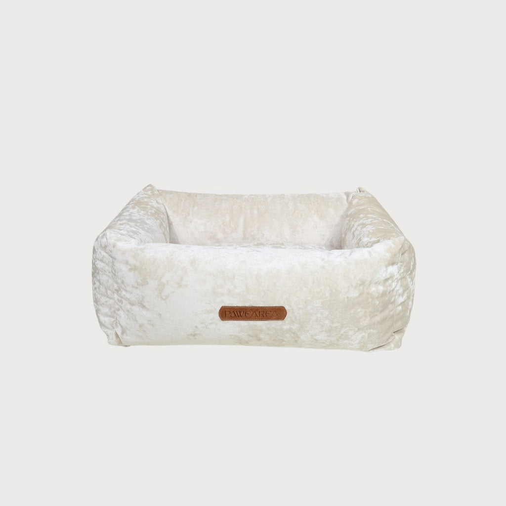 Pawearea Luxury Dog Bed SAPPHIRE – Sculptural Marble-Effect Velvet, Orthopaedic Support, Handmade in Europe