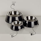 ne&no® voerbak - set van 2 - voor honden en katten - zwart [mt. S / M / L]
