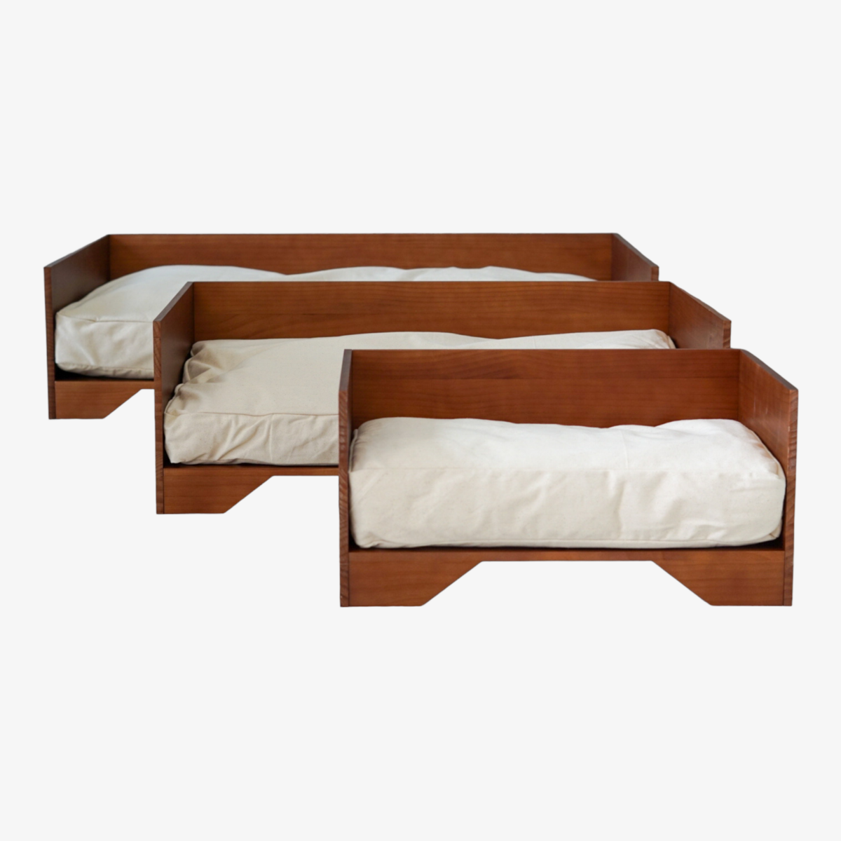 Studio Animaux Hundebett mit Baumwollkissen | Holz | size S | 58 x 37.5 cm