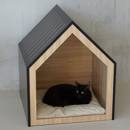 Studio Animaux maison pour animaux en bois noir 58 x 58 x 65 cm
