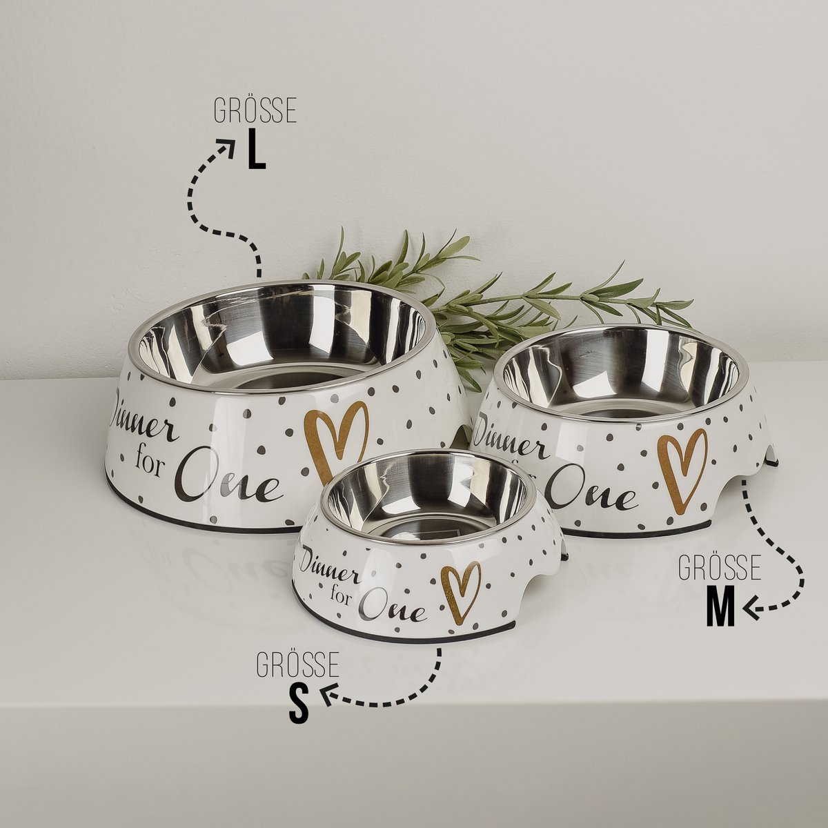 ne&no Feeding Bowl Set of 2 for Large Dogs [Unique Design by NE&NO], 'Dinner for One' Design