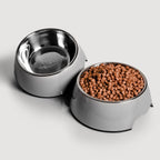 ne&no® Futternapf - 2er Set - für Hunde und Katzen - Grau [Gr. S / M / L / XL]